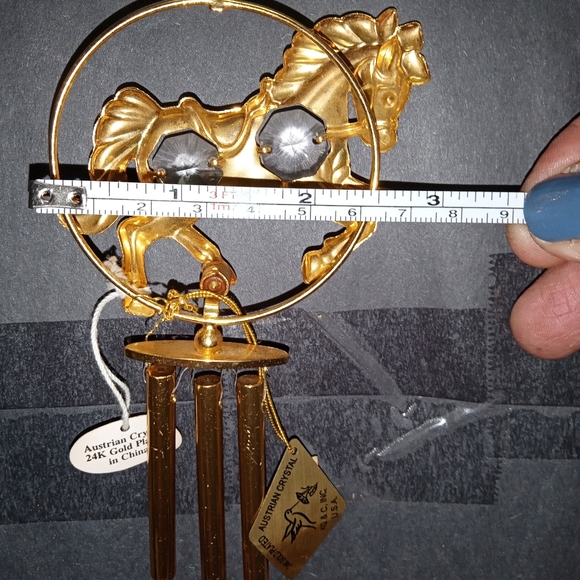 24kt gp & Austrian Crystal horse wind chime - Picture 4 of 5